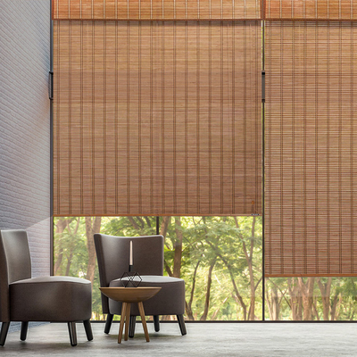 ไม้ไผ่กลางแจ้งในร่ม Pergola Roller Blinds Window Sun Blade Privacy Drape