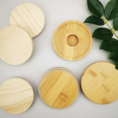 ฝาขวดไม้ไผ่วงกลมซิลิคอน Leafproof สำหรับโถเก็บแก้ว ขวดอาหาร ฝาครัว