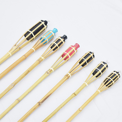 กลางแจ้งธรรมชาติไม้ไผ่ Tiki ไฟฉายลานดาดฟ้าตกแต่งสวนของเล่นที่มีสีสันสำหรับเด็ก