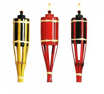 ของตกแต่งฮาโลวีนไม้ไผ่ Tiki Torches เติมแทนกระป๋องน้ำมันโลหะ
